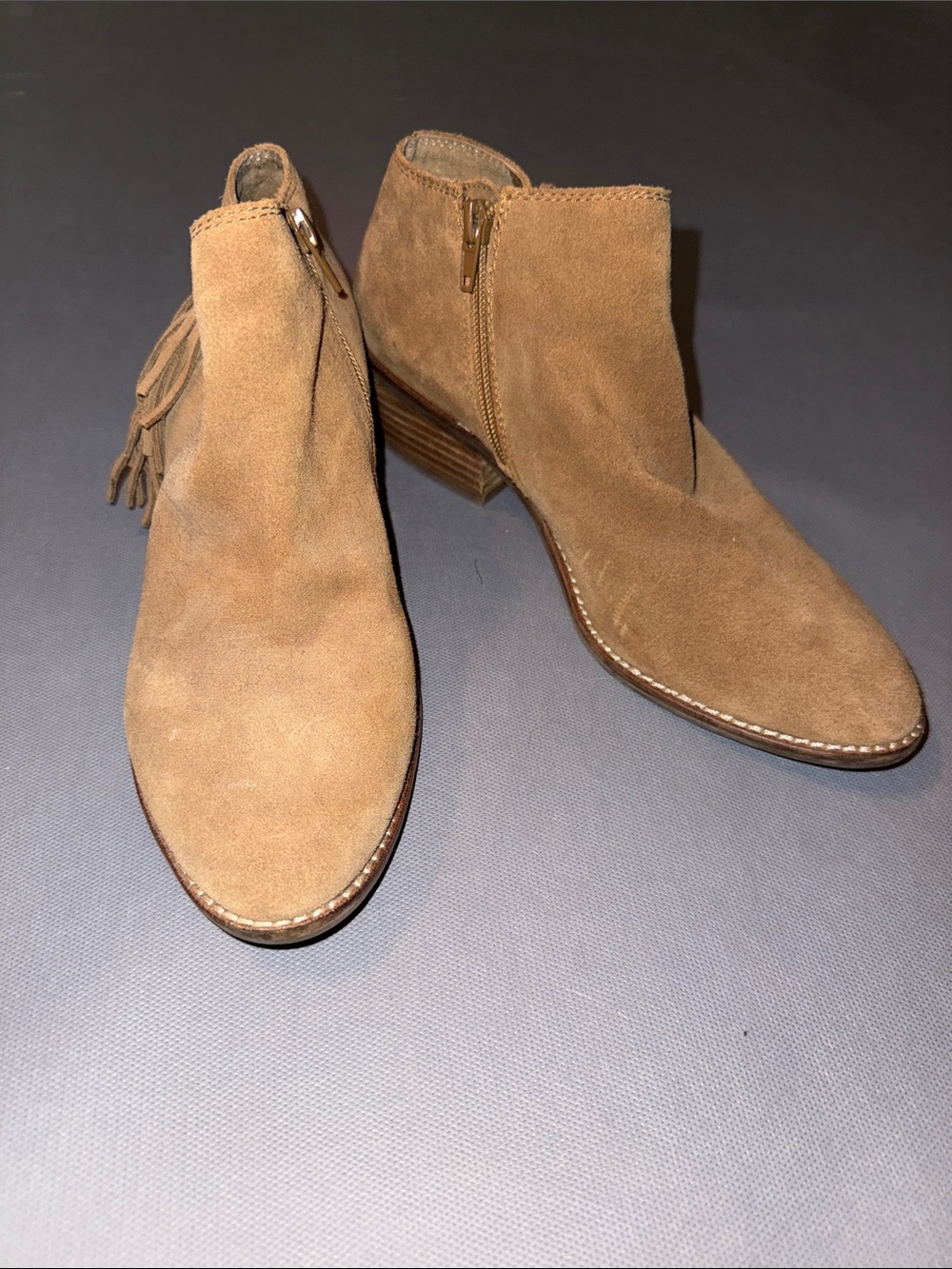Lucky Brand Suede Ankle Booties in Tan Brown